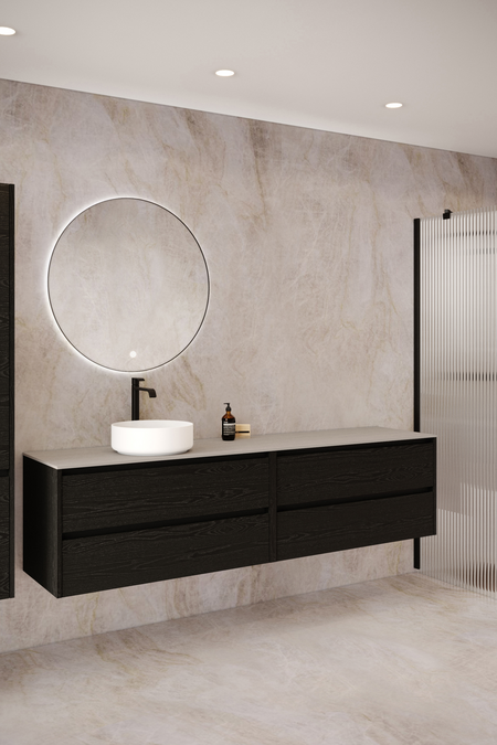 Double cabinet with round countertop basin Classic K04