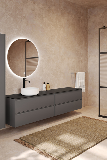 Double cabinet with round countertop basin Luna L09