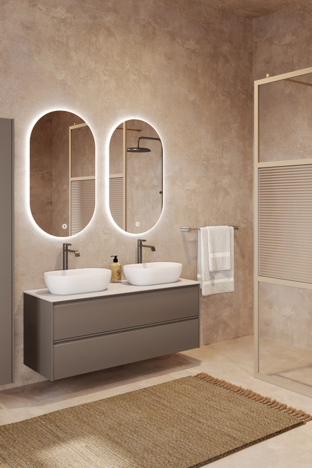 Cabinet with two oval countertop basins Luna L14