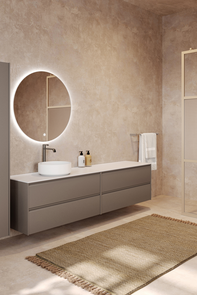 Double cabinet with round countertop basin Luna L09