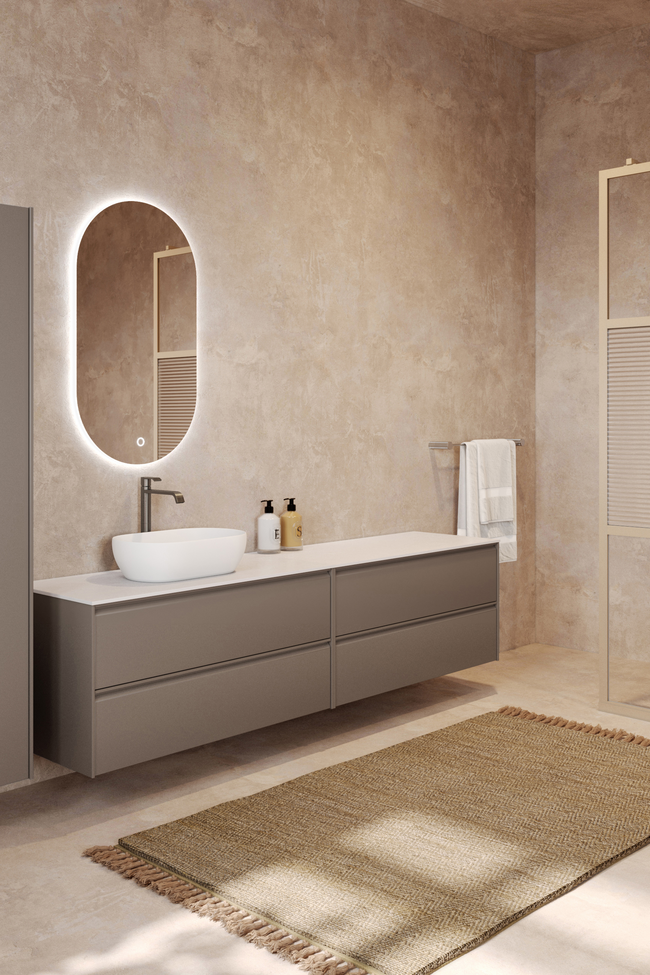 Double cabinet with oval countertop basin Luna L13