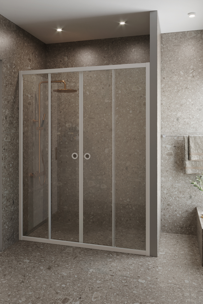 Alcove fixture with fixed walls and sliding double doors Forma 464