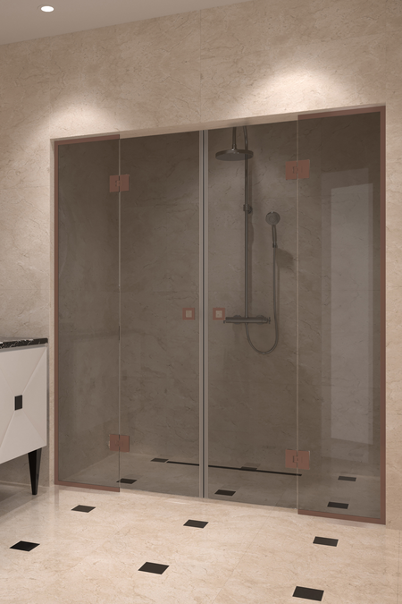 Alcove fitting with a hinged double door with framed fixed parts Vetro 554