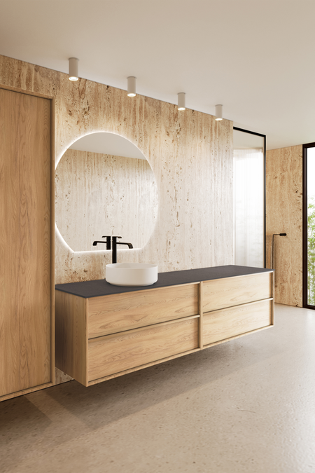 Double cabinet with round countertop basin Casa H09