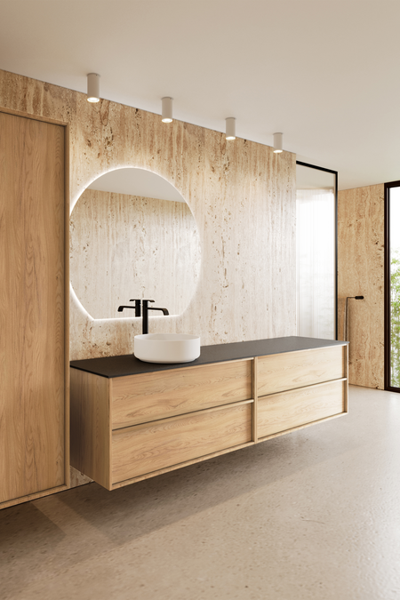 Double cabinet with round countertop basin Casa H09