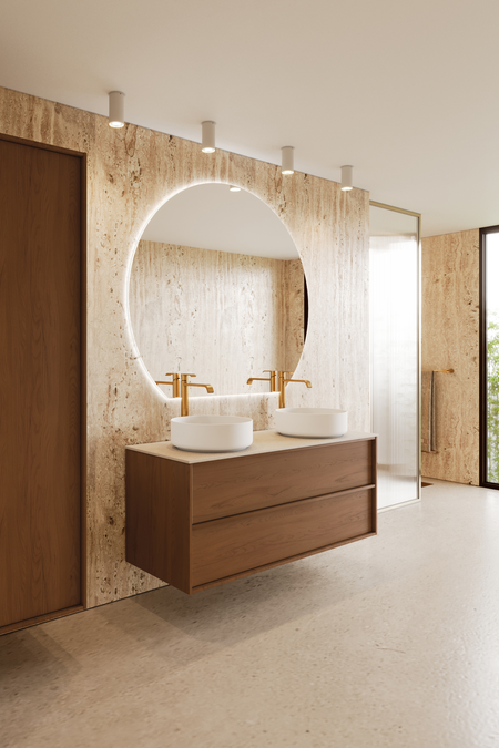 Cabinet with two round countertop basins Casa H10