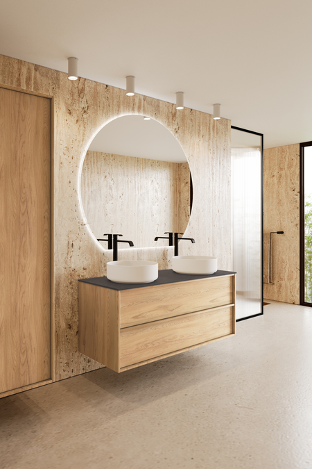 Cabinet with two round countertop basins Casa H10
