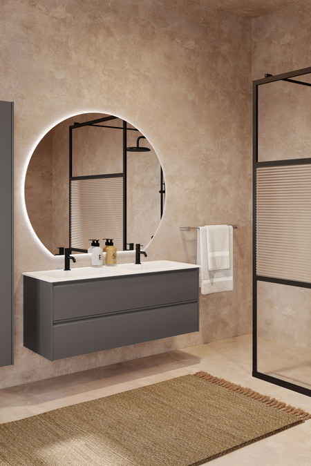 Cabinet with Corian twin basin Luna L05