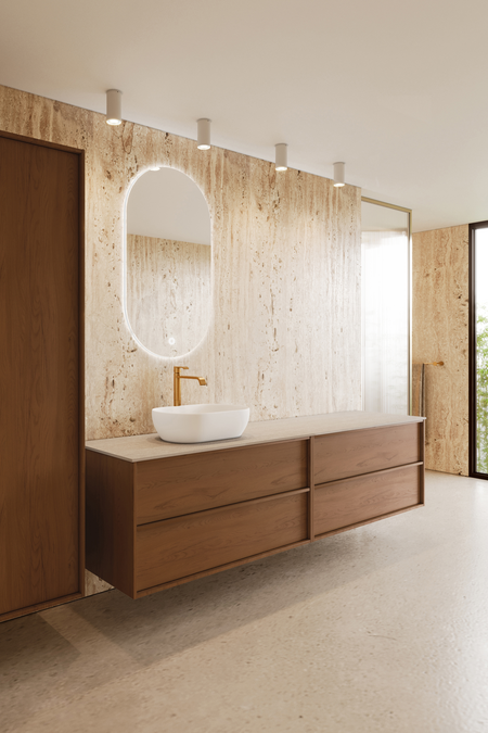 Double cabinet with oval countertop basin Casa H13