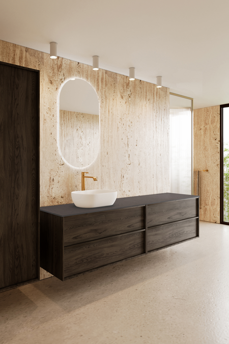 Double cabinet with oval countertop basin Casa H13