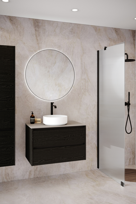 Badrumsmöbel med bänkskiva och runt ovanpåliggande tvättställ Classic K03