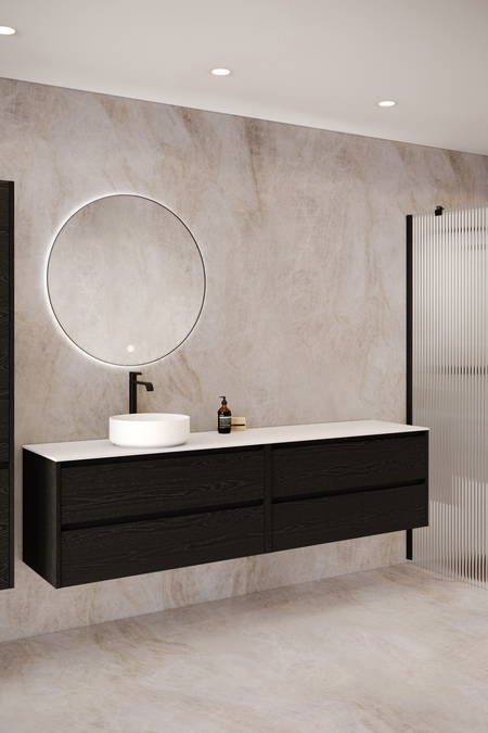 Double cabinet with round countertop basin Classic K04