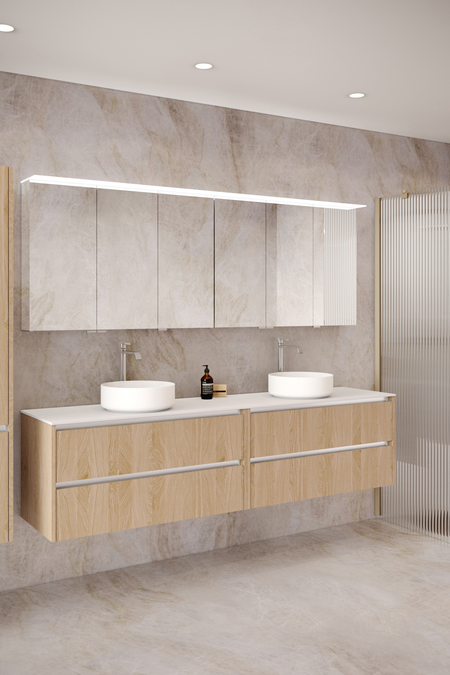 Double cabinet with two round countertop basins Classic K06