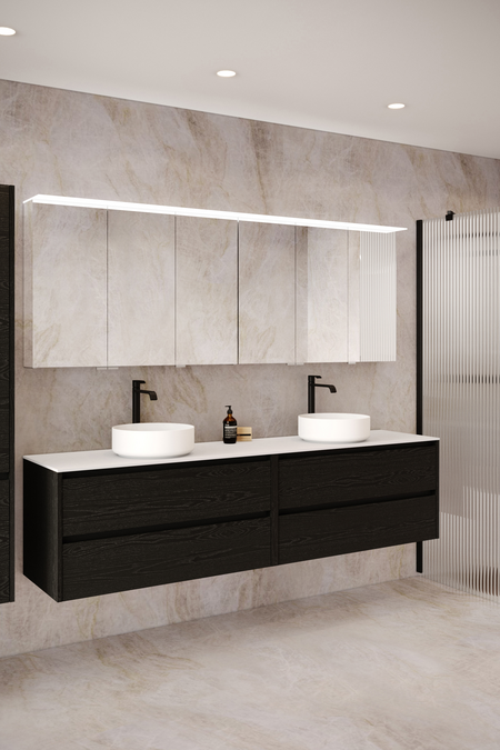 Double cabinet with two round countertop basins Classic K06