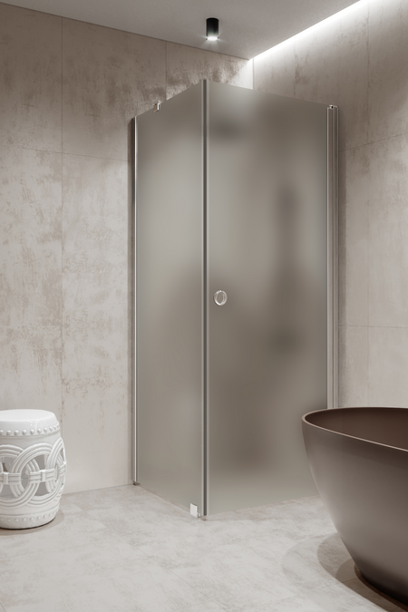 Shower enclosure with a fixed wall and hinged door Forma 368