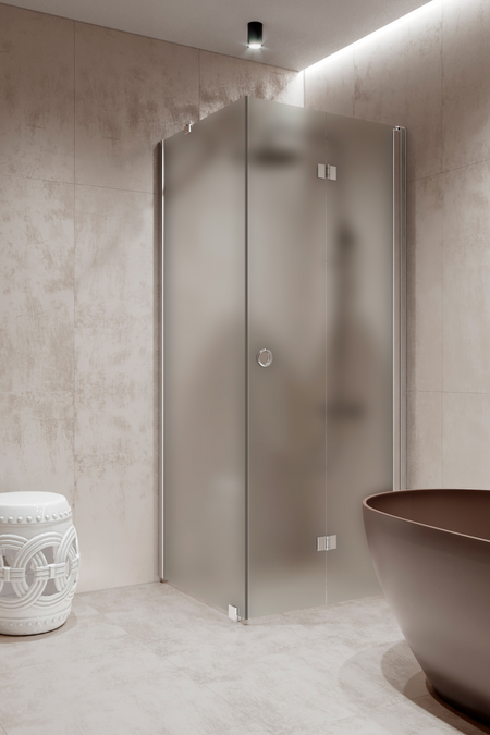 Shower enclosure with a fixed wall and folding door Forma 369