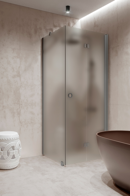 Shower enclosure with a fixed wall and folding door Forma 369