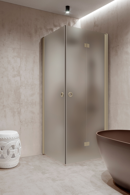 Shower enclosure with a hinged door and a folding door Forma 373
