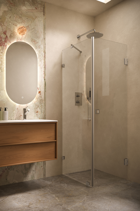 Suihkunurkka kiinteällä seinällä ja kääntyvällä ovella Vetro 540 (511x512)