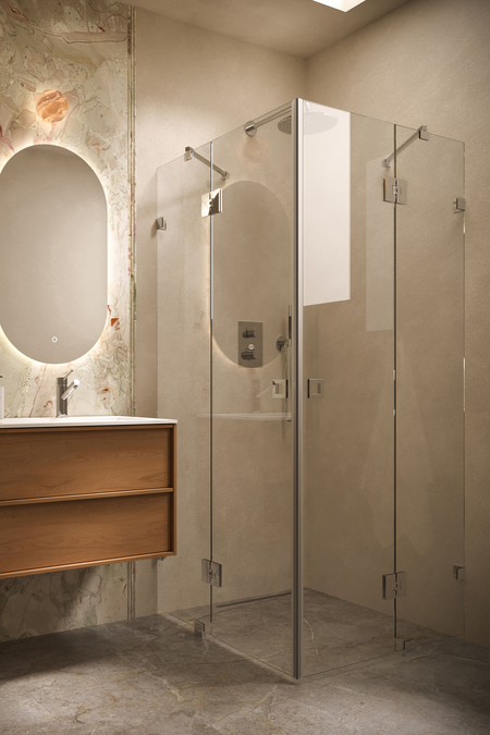 Suihkunurkka kääntyvillä ovilla joissa kiinteät osat Vetro 548 (514x514)