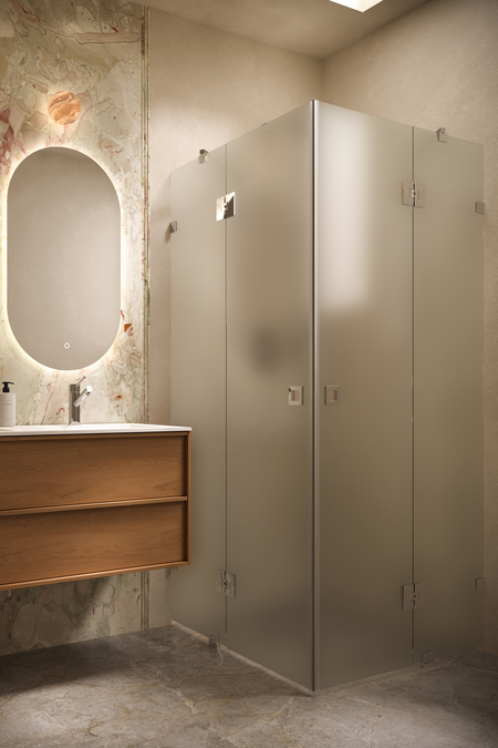 Shower enclosure with hinged doors with fixed parts Vetro 548 (514x514)