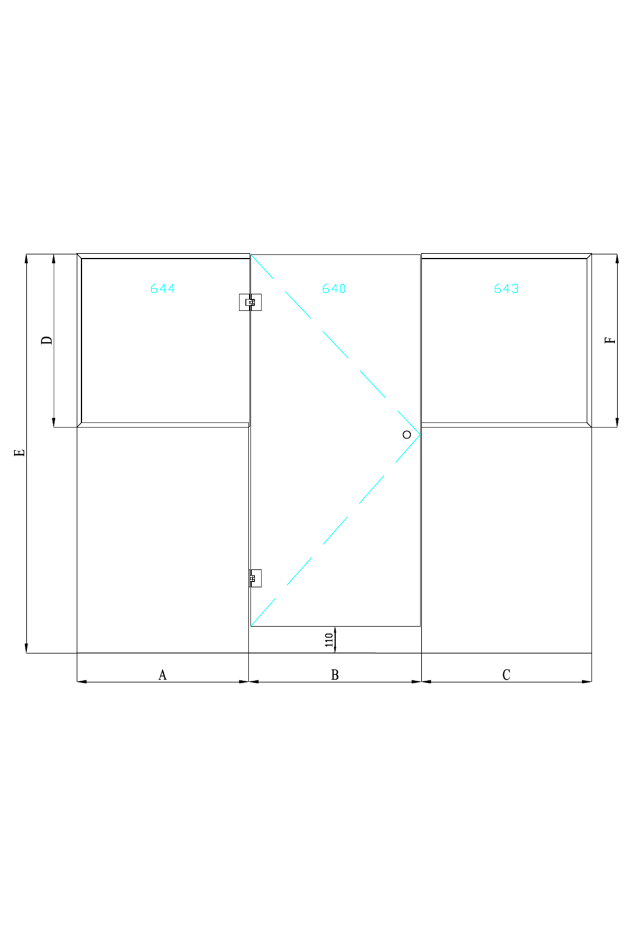 Sauna glass wall with window on handle side and hinge side - Classic 649 -  Hietakari