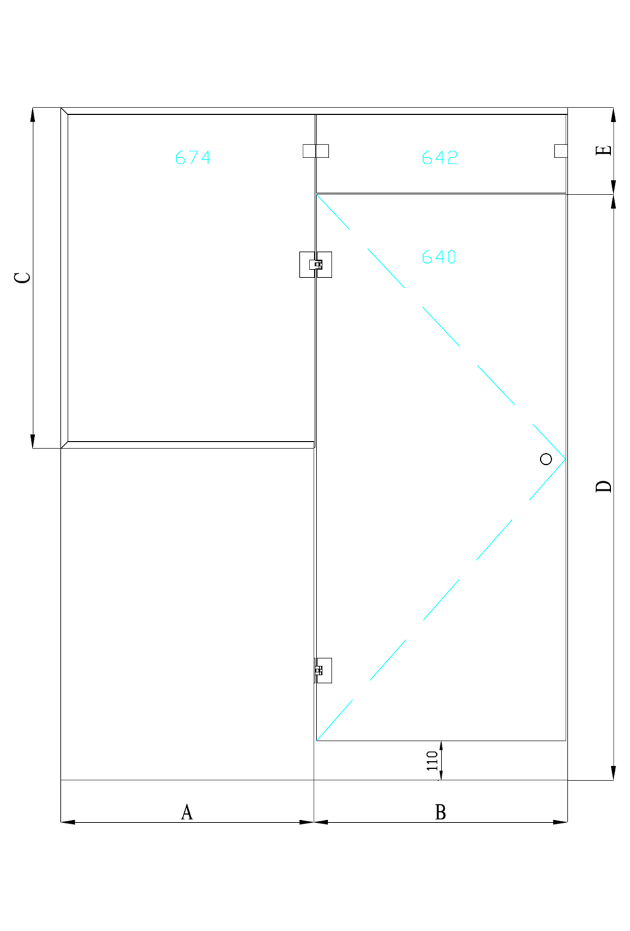 Sauna glass wall with window on hinge side and above door - Classic 655 -  Hietakari